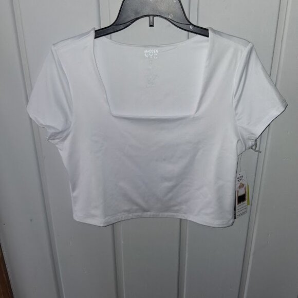 Madden NYC Square Neck Short Sleeve Crop Top NWT Sz XL - Picture 1 of 5